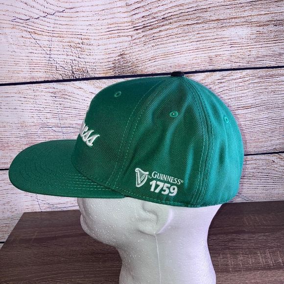 OFFICIAL GUINNESS BEER FITTED BASEBALL CAP HAT SMALL GREEN & WHITE SCRIPT STOUT - Picture 3 of 11